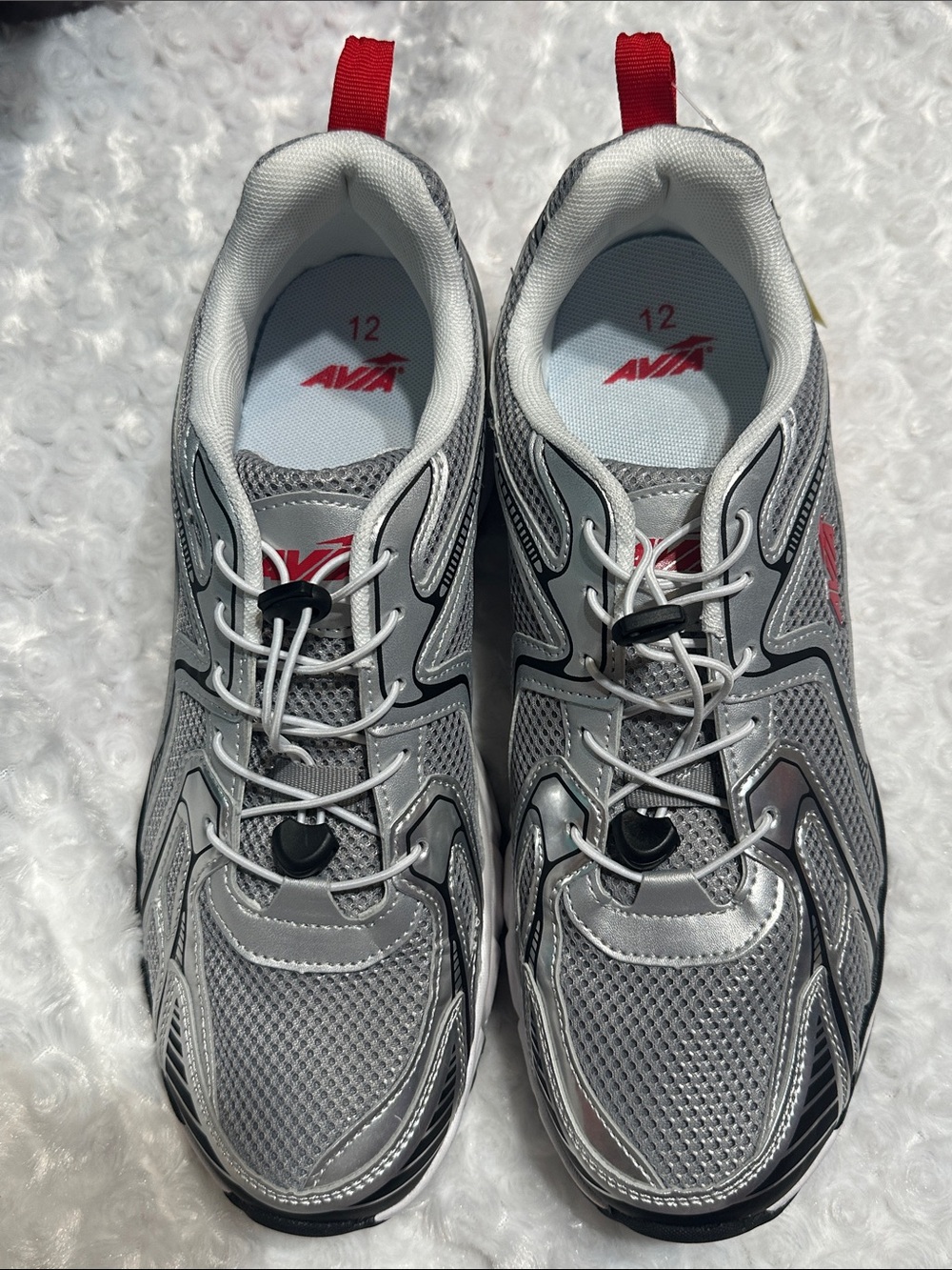 Avia Men’s Silver and Red Athletic Running Shoes